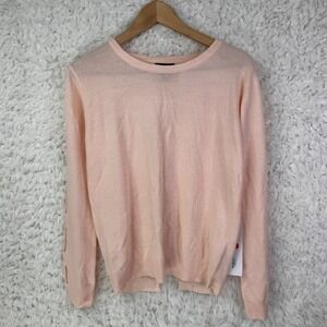 Lumiere Peach Crew Neck Long Sleeve Cutout Back Sweater Size S